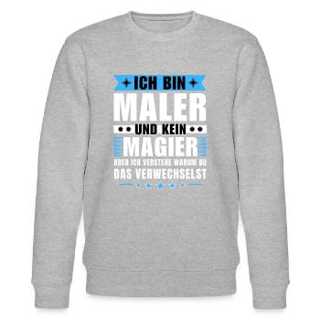 Ich bin Maler und kein Magier - Stanley/Stella Unisex Bio-Sweatshirt CHANGER  - Grau meliert - Vorne - Nik (191cm) & Marisol (170cm)