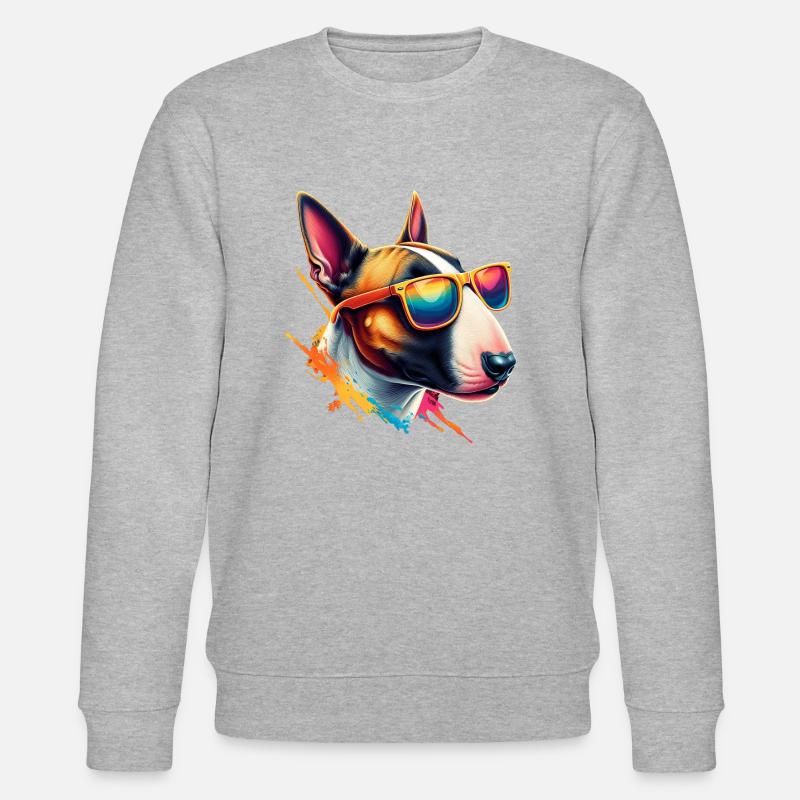 Abstrakte Bullterrier-Kunst - Stanley/Stella Unisex Bio-Sweatshirt CHANGER  - Grau meliert