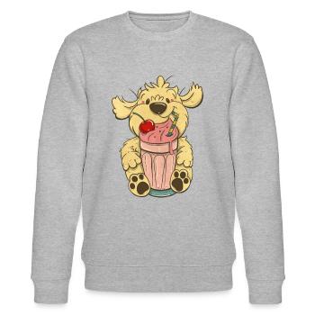 Cockapoo Thor avec milkshake rose - Sweat bio CHANGER Stanley/Stella Unisexe - gris chiné - Devant - Nik (191cm) & Marisol (170cm)