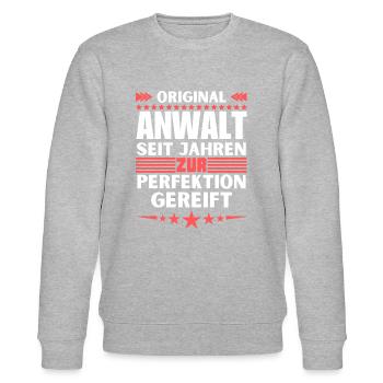 Lawyer matured to perfection - Stanley/Stella CHANGER Unisex Organic Sweatshirt - heather grey - Front - Nik (191cm) & Marisol (170cm)
