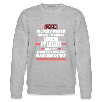 Weder Dichter noch Denker, sondern Pfleger - Stanley/Stella Unisex Bio-Sweatshirt CHANGER  - Grau meliert - Vorne - Nik (191cm) & Marisol (170cm)