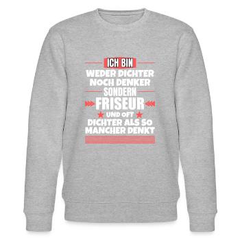 Weder Dichter noch Denker, sondern Friseur - Stanley/Stella Unisex Bio-Sweatshirt CHANGER  - Grau meliert - Vorne - Nik (191cm) & Marisol (170cm)