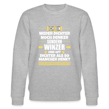 Neither poets nor thinkers, but winemakers - Stanley/Stella CHANGER Unisex Organic Sweatshirt - heather grey - Front - Nik (191cm) & Marisol (170cm)