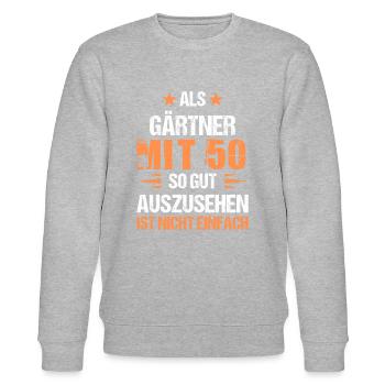 At 50 handsome gardener - Stanley/Stella CHANGER Unisex Organic Sweatshirt - heather grey - Front - Nik (191cm) & Marisol (170cm)