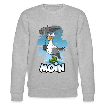 Möwe mit Regenschirm und Gummistiefel - Moin - Stanley/Stella Unisex Bio-Sweatshirt CHANGER  - Grau meliert - Vorne - Nik (191cm) & Marisol (170cm)