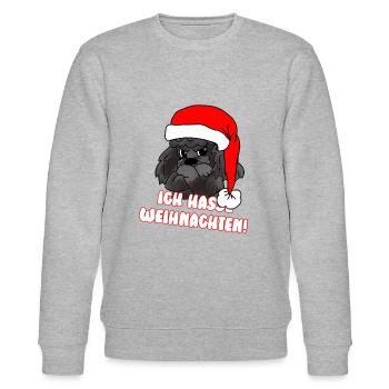 Comicstyle Pudelmotiv - Weihnachten ohne mich - Stanley/Stella Unisex Bio-Sweatshirt CHANGER  - Grau meliert - Vorne - Nik (191cm) & Marisol (170cm)