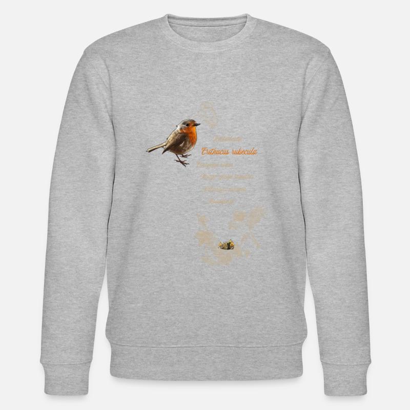 Rotkehlchen - Erithacus rubecula - Stanley/Stella Unisex Bio-Sweatshirt CHANGER  - Grau meliert