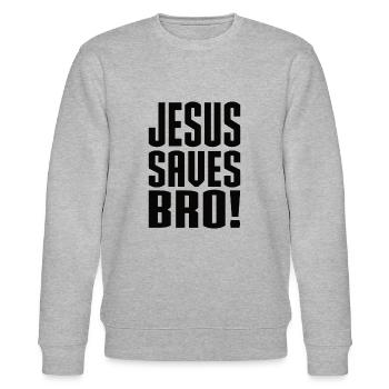 Jésus sauve Bro! - Sweat bio CHANGER Stanley/Stella Unisexe - gris chiné - Devant - Nik (191cm) & Marisol (170cm)