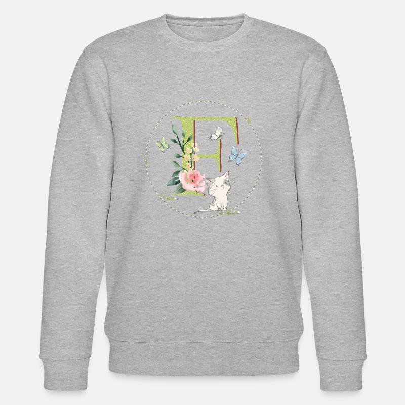 Anfangsbuchstabe F mit Katze - Stanley/Stella Unisex Bio-Sweatshirt CHANGER  - Grau meliert