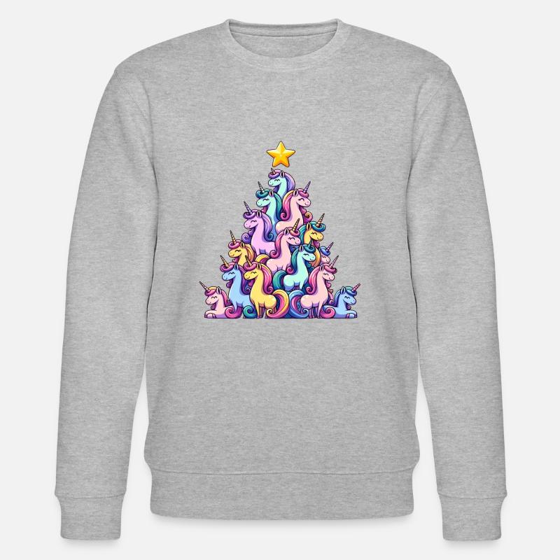 Einhorn Weihnachtsbaum Design - Stanley/Stella Unisex Bio-Sweatshirt CHANGER  - Grau meliert