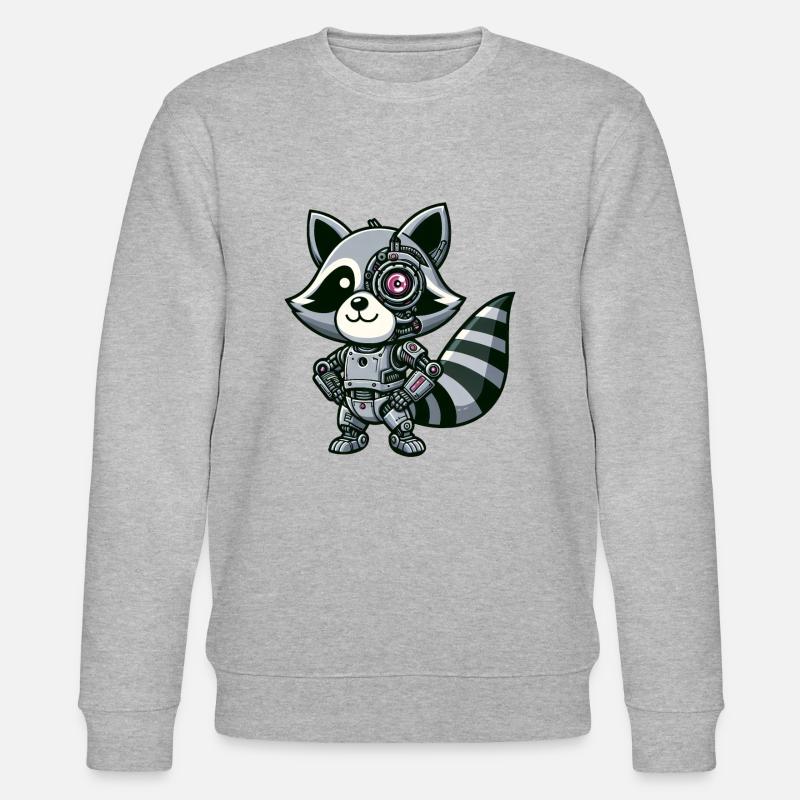 Cooler Waschbär Roboter - Stanley/Stella Unisex Bio-Sweatshirt CHANGER  - Grau meliert