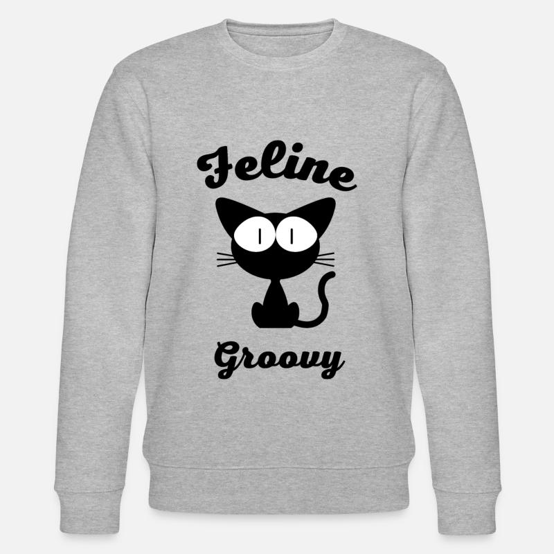 félin groovy chat drôle - Sweat bio CHANGER Stanley/Stella Unisexe - gris chiné