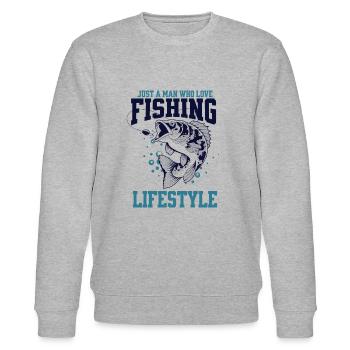 T-shirt Fishing At Sea Fisherman Personalized Humor - Stanley/Stella CHANGER Unisex Organic Sweatshirt - heather grey - Front - Nik (191cm) & Marisol (170cm)