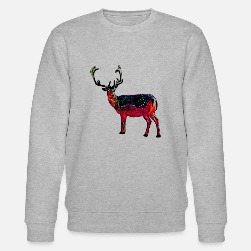 Hirsch rot - Stanley/Stella Unisex Bio-Sweatshirt CHANGER  - Grau meliert