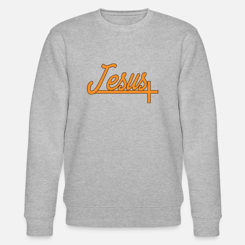 Jesus Kruzifix - Stanley/Stella Unisex Bio-Sweatshirt CHANGER  - Grau meliert