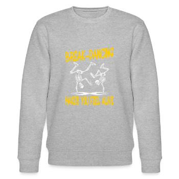 Alive in Motion - Breakdance Skeletons - Stanley/Stella CHANGER Unisex Organic Sweatshirt - heather grey - Front - Nik (191cm) & Marisol (170cm)