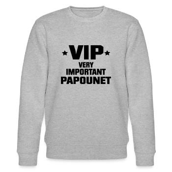 vip papounet,message,citation - Sweat bio CHANGER Stanley/Stella Unisexe - gris chiné - Devant - Nik (191cm) & Marisol (170cm)