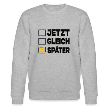Jetzt Gleich Später - Ankreuzen Lustig - Stanley/Stella Unisex Bio-Sweatshirt CHANGER  - Grau meliert - Vorne - Nik (191cm) & Marisol (170cm)