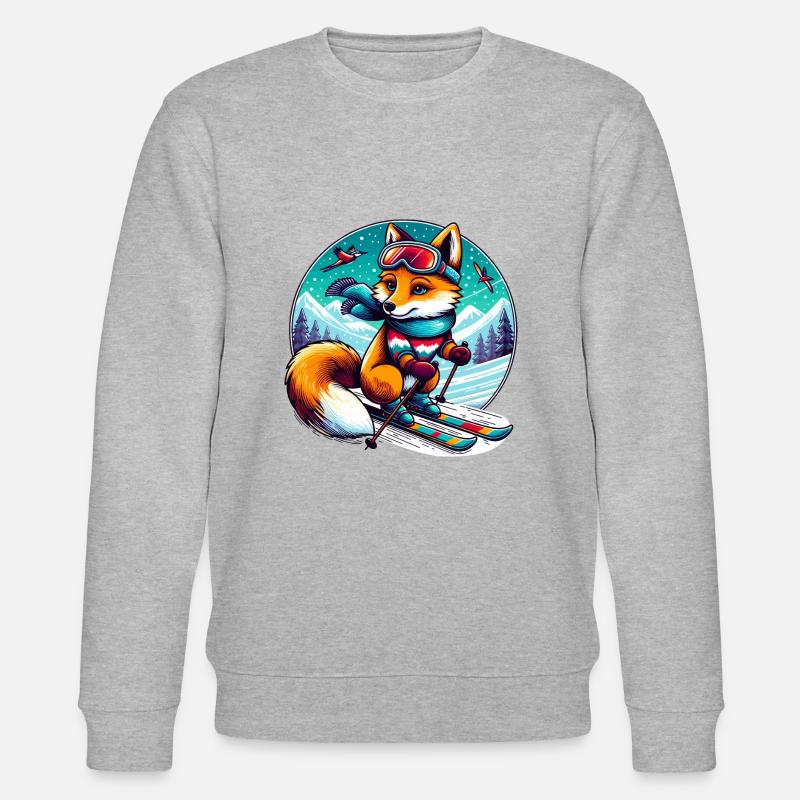 Fuchs mit Ski - Stanley/Stella Unisex Bio-Sweatshirt CHANGER  - Grau meliert