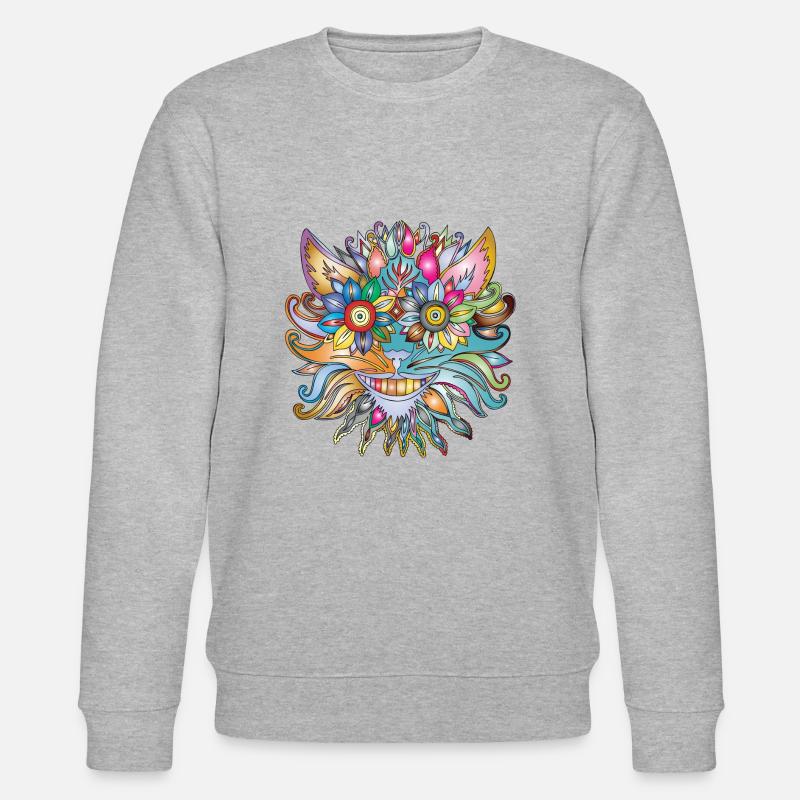 Gazou le chat fleuri - Sweat bio CHANGER Stanley/Stella Unisexe - gris chiné