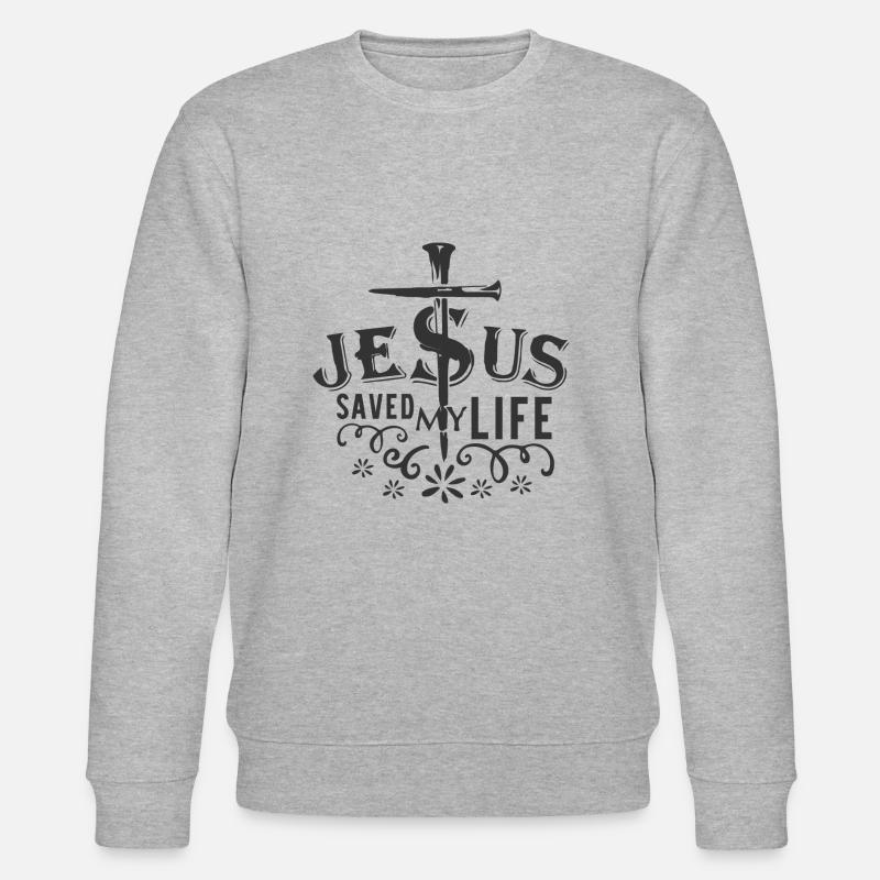 Jésus m'a sauvé la vie - Sweat bio CHANGER Stanley/Stella Unisexe - gris chiné