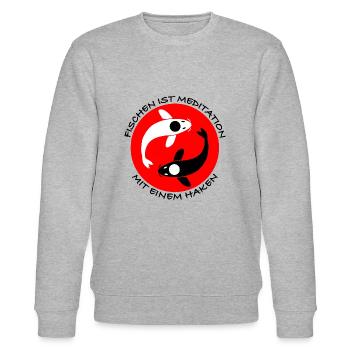 Fischen ist Meditation mit einem Haken. Yin & Yang - Stanley/Stella Unisex Bio-Sweatshirt CHANGER  - Grau meliert - Vorne - Nik (191cm) & Marisol (170cm)