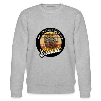 I'm Not Old I'm Classic Grammophon Musikliebhaber - Stanley/Stella Unisex Bio-Sweatshirt CHANGER  - Grau meliert - Vorne - Nik (191cm) & Marisol (170cm)