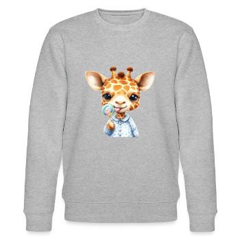 Giraffen Kind mit Lolli - Stanley/Stella Unisex Bio-Sweatshirt CHANGER  - Grau meliert - Vorne - Nik (191cm) & Marisol (170cm)