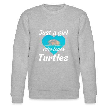Just a girl who loves turtles - Stanley/Stella Unisex Bio-Sweatshirt CHANGER  - Grau meliert - Vorne - Nik (191cm) & Marisol (170cm)