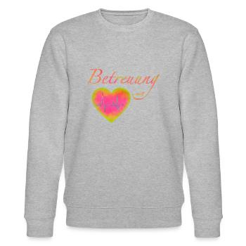 Betreuung mit Herz Pflegekraft Betreuungskraft BA - Stanley/Stella Unisex Bio-Sweatshirt CHANGER  - Grau meliert - Vorne - Nik (191cm) & Marisol (170cm)
