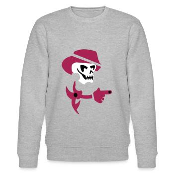 Totenkopf Skull Schädel Gangster - Stanley/Stella Unisex Bio-Sweatshirt CHANGER  - Grau meliert - Vorne - Nik (191cm) & Marisol (170cm)