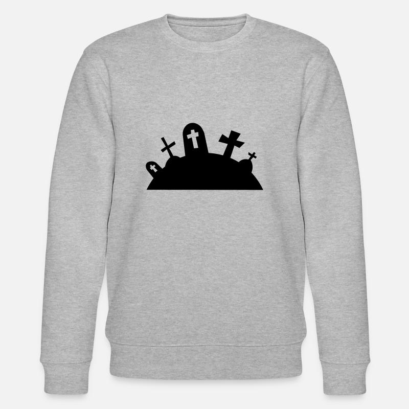 Gräber Friedhof Halloween / graveyard graves - Stanley/Stella Unisex Bio-Sweatshirt CHANGER  - Grau meliert