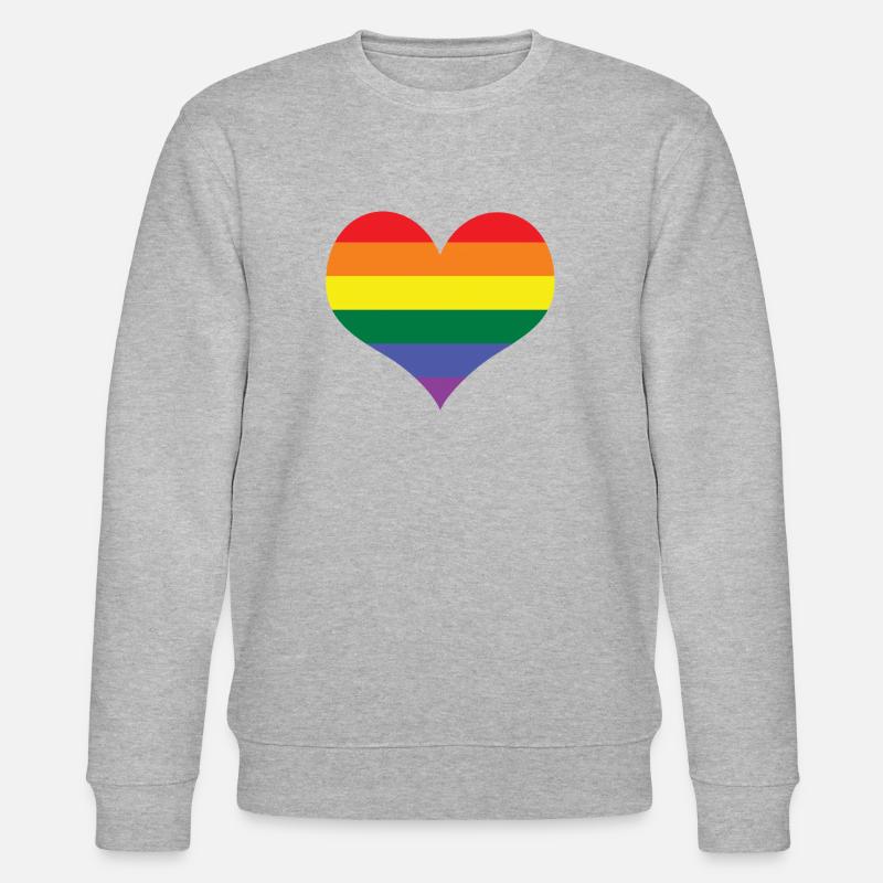 Süßes LGBT-Herz mit Regenbogenstreifen - Stanley/Stella Unisex Bio-Sweatshirt CHANGER - Grau meliert