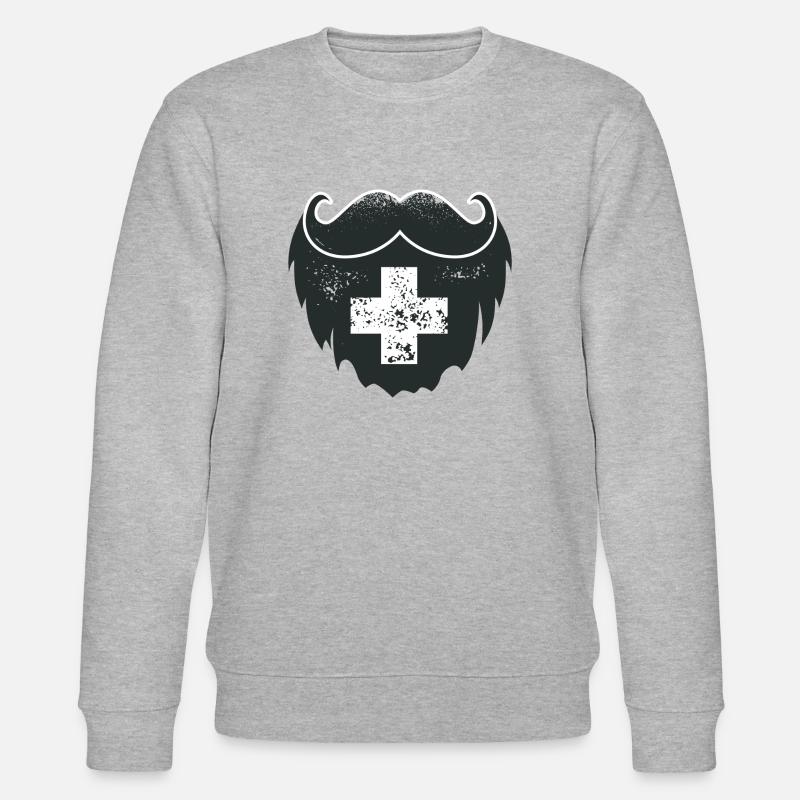 Schweizer Hipster Bart - Stanley/Stella Unisex Bio-Sweatshirt CHANGER  - Grau meliert