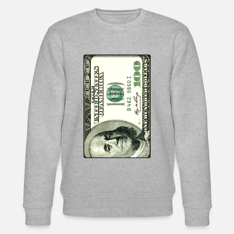 100 $ Dollars - Argent comptant - Sweat bio CHANGER Stanley/Stella Unisexe - gris chiné
