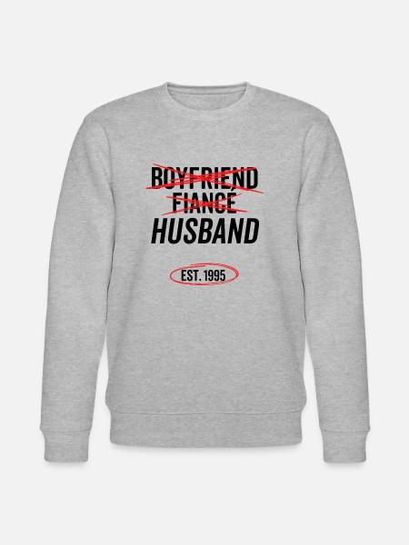 Boyfriend Fiancé Husband Est 1995 - Stanley/Stella CHANGER Unisex Organic Sweatshirt - heather grey
