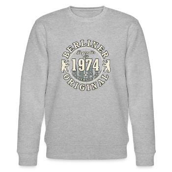 50. Geburtstag 2024 Berliner Original Geschenk - Stanley/Stella Unisex Bio-Sweatshirt CHANGER  - Grau meliert - Vorne - Nik (191cm) & Marisol (170cm)