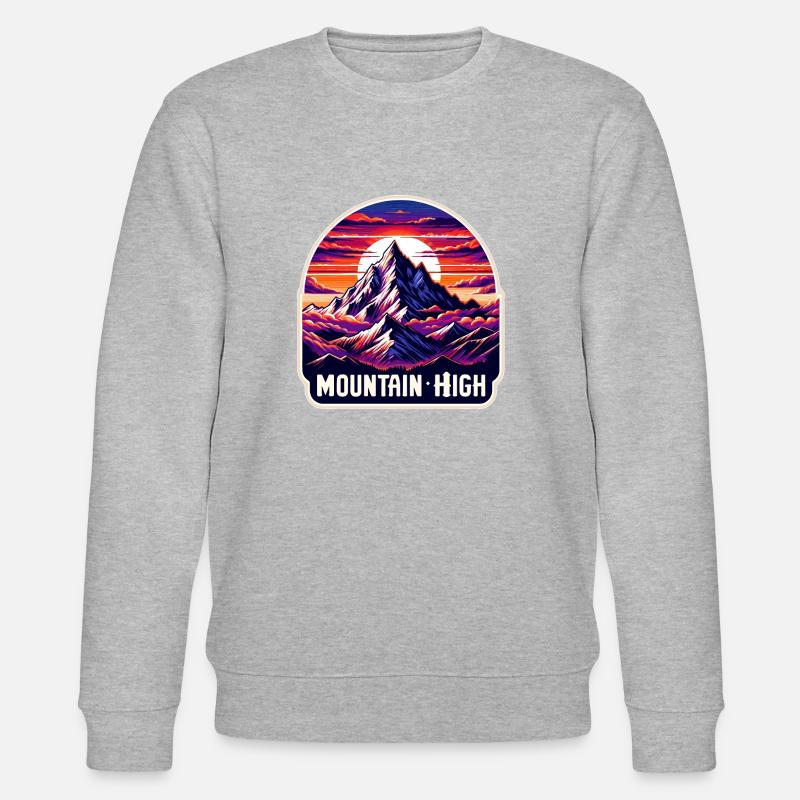 Mountain High - Berg Illustration - Stanley/Stella Unisex Bio-Sweatshirt CHANGER  - Grau meliert
