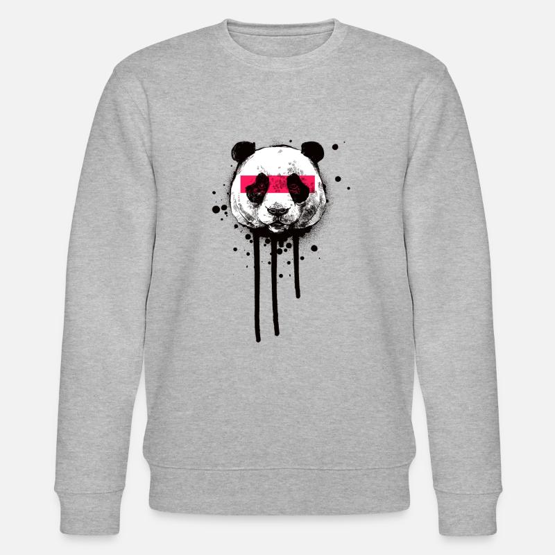 Großer Panda | Pandabär - Stanley/Stella Unisex Bio-Sweatshirt CHANGER - Grau meliert