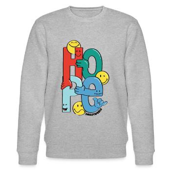 SmileyWorld Hoffnung Mit Verschiedenen Smileys - Stanley/Stella Unisex Bio-Sweatshirt CHANGER  - Grau meliert - Vorne - Nik (191cm) & Marisol (170cm)