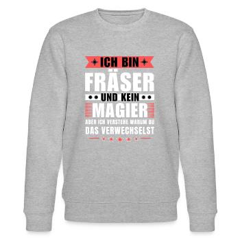 Ich bin Fräser und kein Magier - Stanley/Stella Unisex Bio-Sweatshirt CHANGER  - Grau meliert - Vorne - Nik (191cm) & Marisol (170cm)