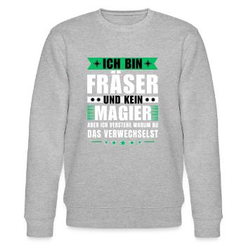 Ich bin Fräser und kein Magier - Stanley/Stella Unisex Bio-Sweatshirt CHANGER  - Grau meliert - Vorne - Nik (191cm) & Marisol (170cm)