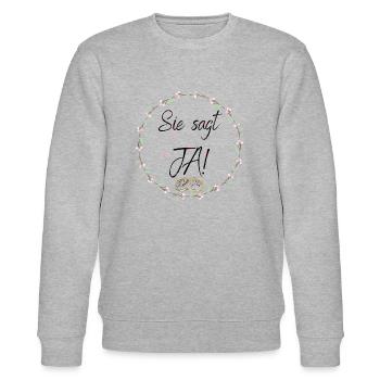 Sie sagt JA! - Stanley/Stella Unisex Bio-Sweatshirt CHANGER  - Grau meliert - Vorne - Nik (191cm) & Marisol (170cm)
