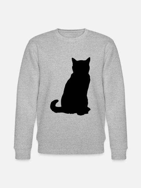simpel kat silhuet! Sort kat silhuet! - Stanley/Stella økologisk unisex-sweatshirt CHANGER  - grå meleret