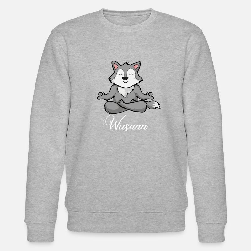 Wolf Auszeit Durchatmen Wusaaa - Stanley/Stella Unisex Bio-Sweatshirt CHANGER  - Grau meliert
