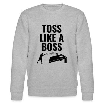 Cornhole Bean Bag Toss Outdoor Lawn Game Funny - Stanley/Stella CHANGER Unisex Organic Sweatshirt - heather grey - Front - Nik (191cm) & Marisol (170cm)