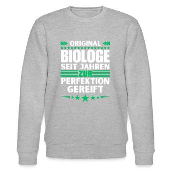 Biologist matured to perfection - Stanley/Stella CHANGER Unisex Organic Sweatshirt - heather grey - Front - Nik (191cm) & Marisol (170cm)