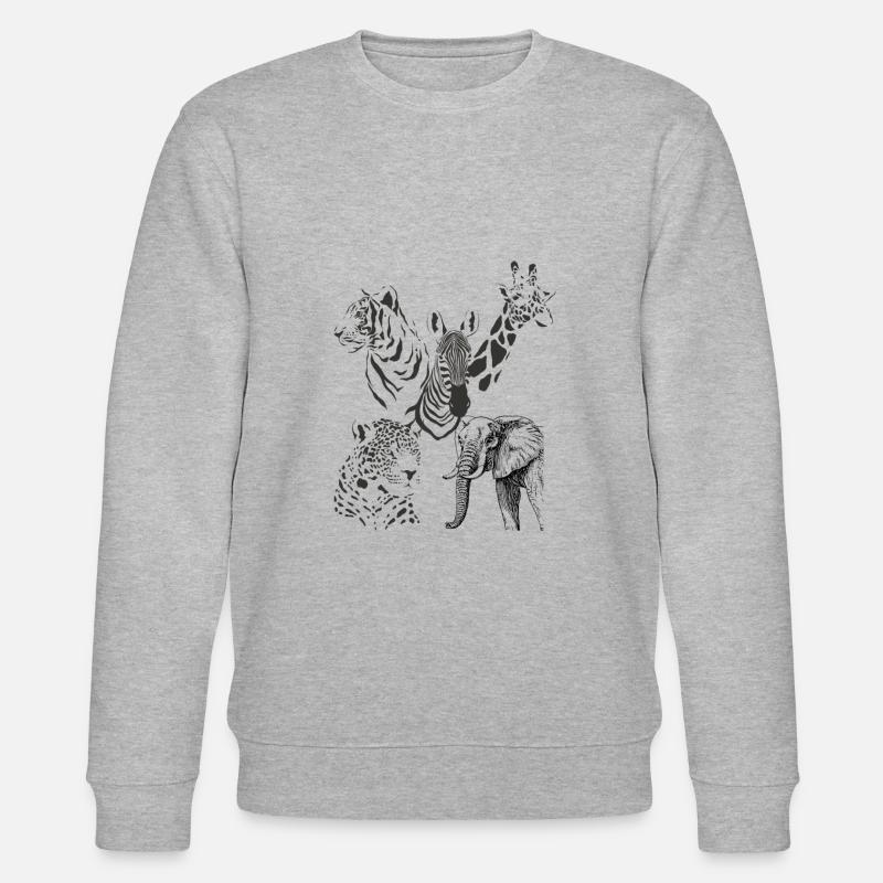 Tigre-Panthère-zèbre-girafe-éléphant - Sweat bio CHANGER Stanley/Stella Unisexe - gris chiné