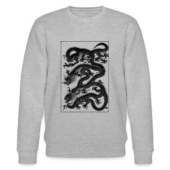 Monster Drachen Japan Stil - Stanley/Stella Unisex Bio-Sweatshirt CHANGER  - Grau meliert - Vorne - Nik (191cm) & Marisol (170cm)
