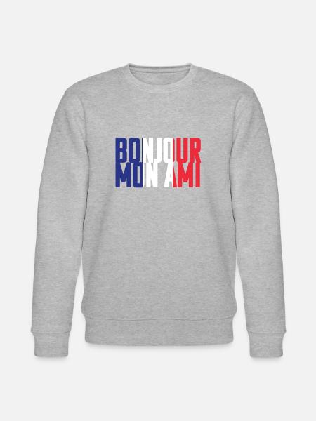 Franska Ord - Bonjour Mon Ami - Ekologisk sweatshirt CHANGER unisex från Stanley/Stella - gråmelerad